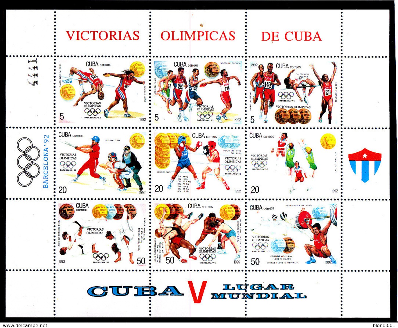 Olympics 1992 - Weightlifting - CUBA - Sheet MNH - Ete 1992: Barcelone