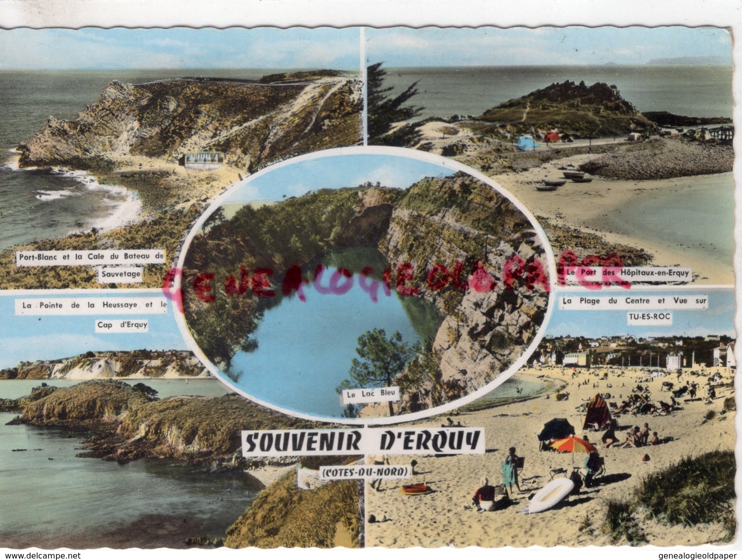 22 - ERQUY - SOUVENIR- PORT BLANC ET LA CALE DU BATEAU DE SAUVETAGE-MPORT DES HOPITAUX EN ERQUY-POINTE HEUSSAYE - Erquy