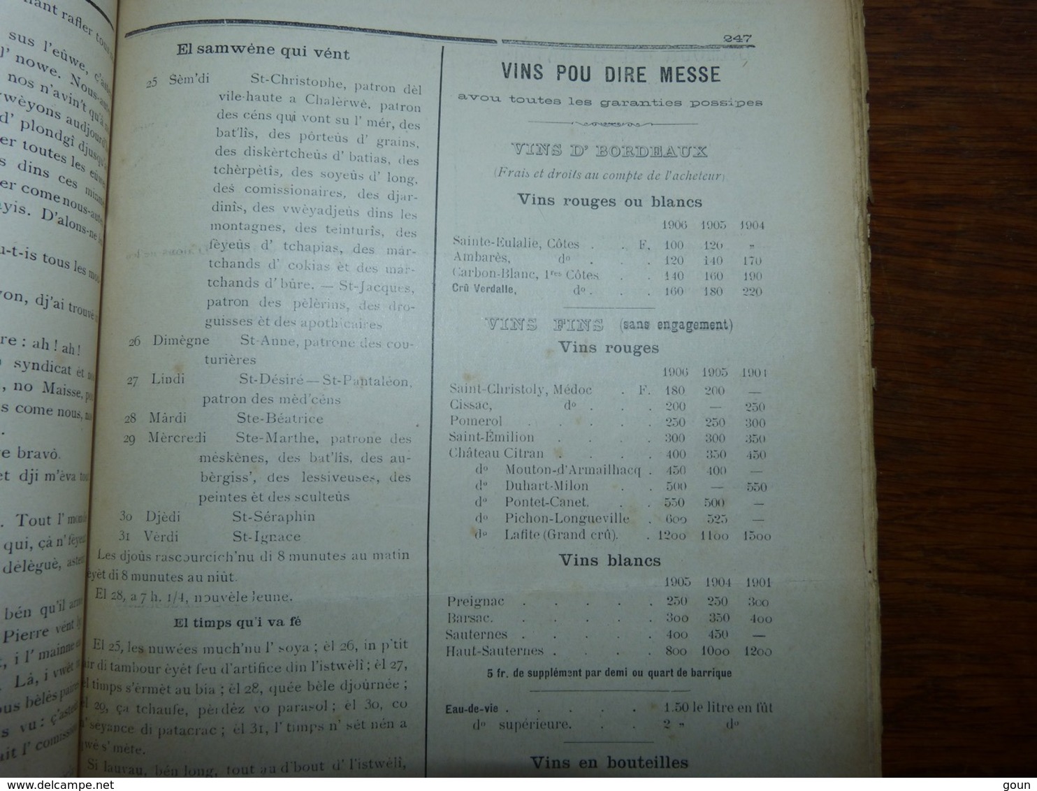 Rare Reliure Journaux en Wallon L'Coq D'awous Année complète 1908 pubs textes région Charleroi Jumet Gilly etc etc