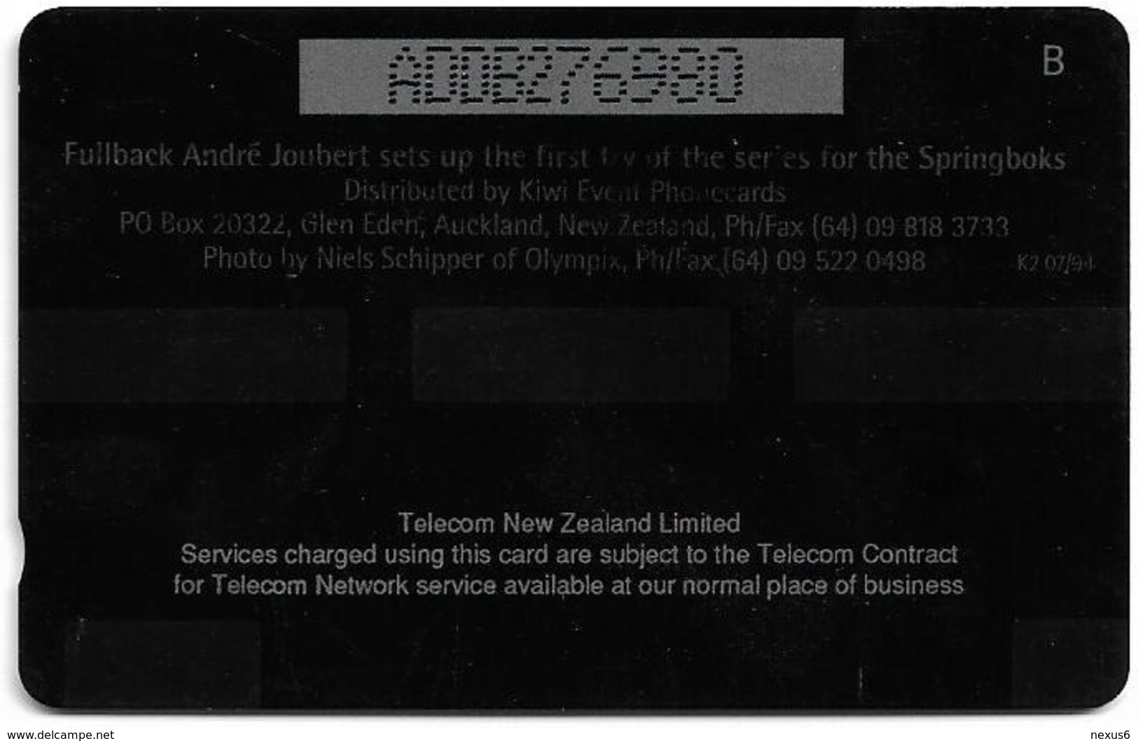 New Zealand - Advertising Cards - Onwards '92 - Andre Joubert, 1994, 5$, 22.500ex, Used - New Zealand