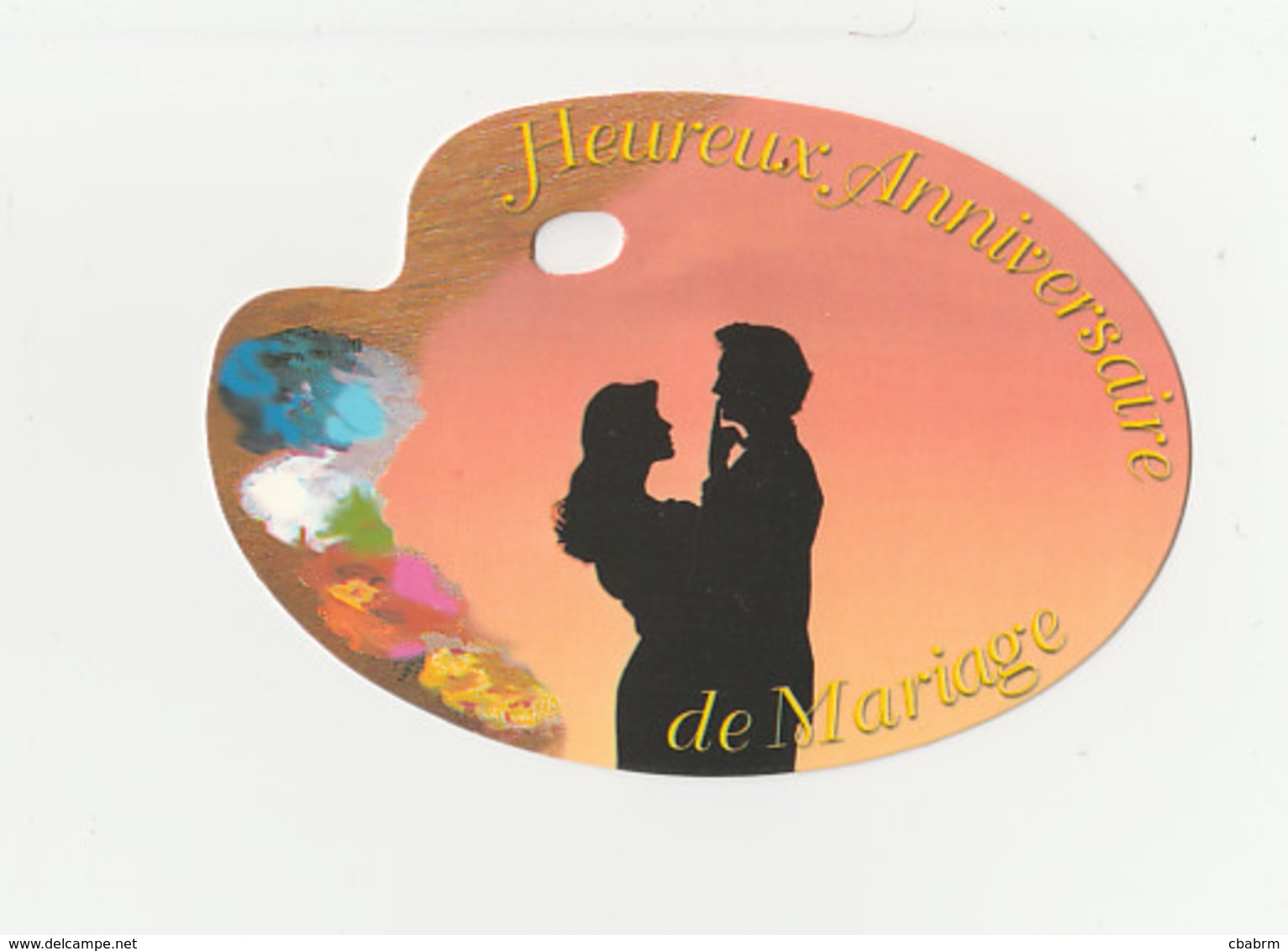 Carte Postale Petit Format En Forme De Palette HEUREUX ANNIVERSAIRE DE MARIAGE - Scrapbooking