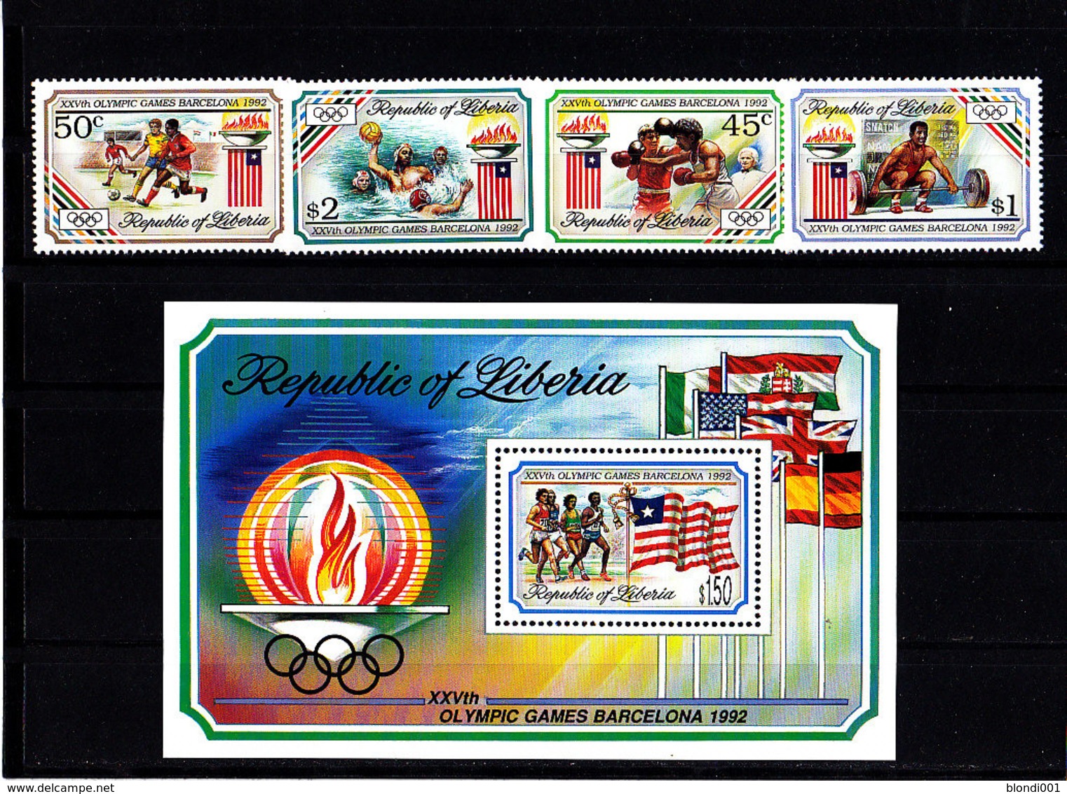 Olympics 1992 - Soccer - LIBERIA - S/S+Set MNH - Summer 1992: Barcelona