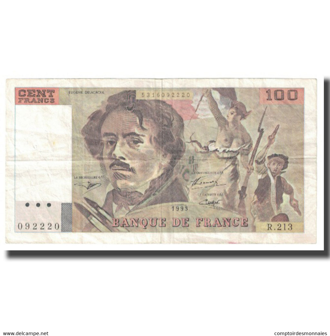 France, 100 Francs, Delacroix, 1993, BRUNEEL, BONARDIN, VIGIER, TTB - 100 F 1978-1995 ''Delacroix''