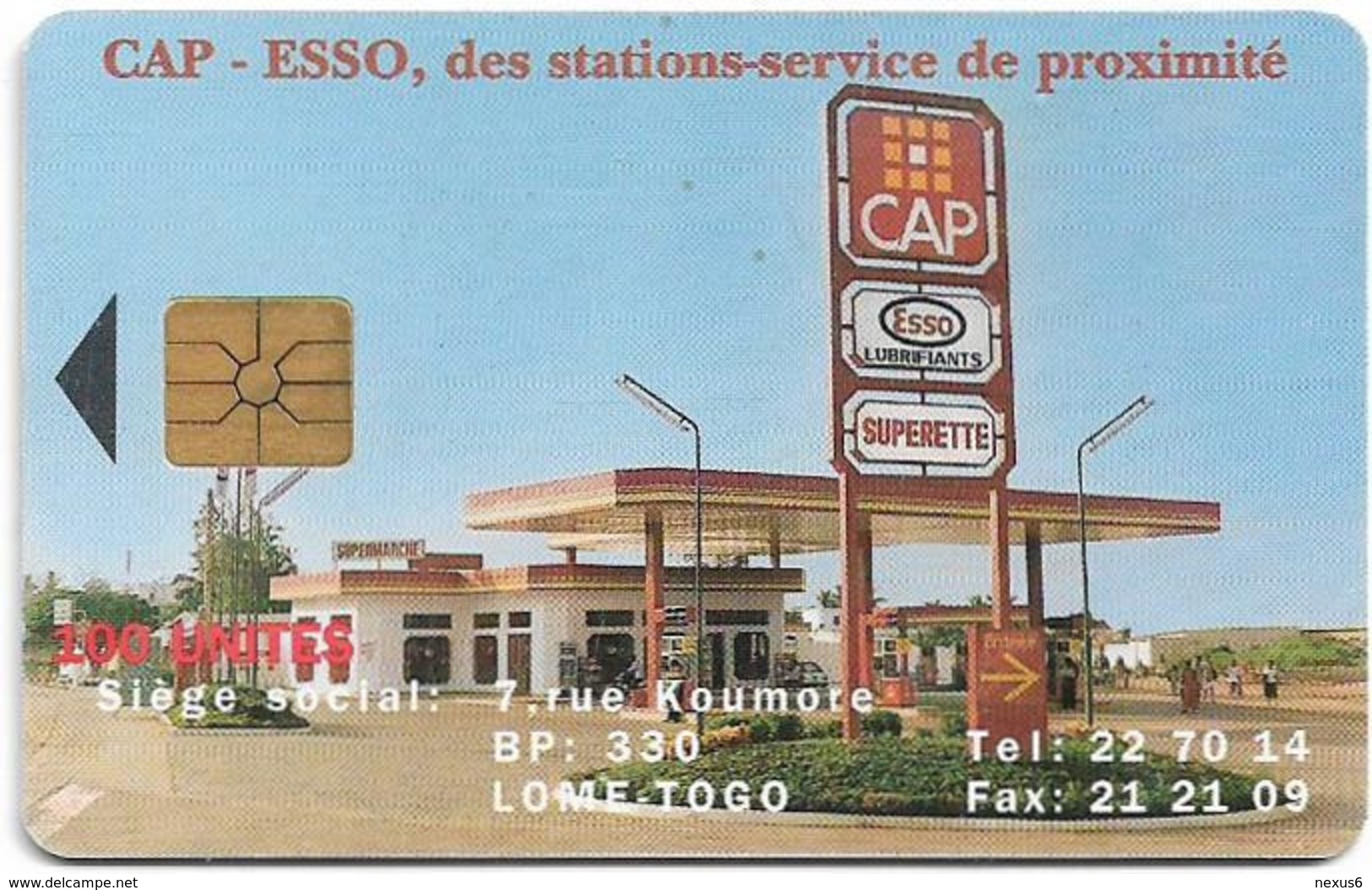 Togo - Togo Telecom - Cap - Esso, Gem1A Symmetric Black, 100Units, Used - Togo