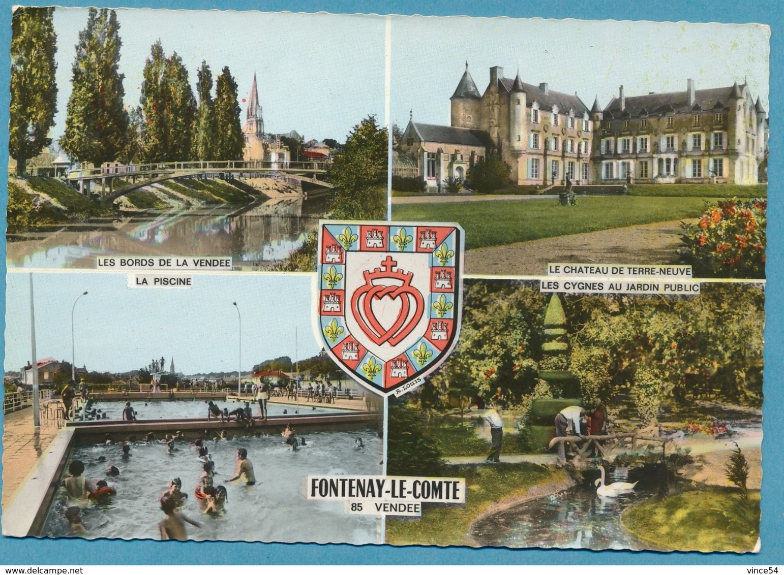 FONTENAY-LE-COMTE - Bords De Vendée Château De Terre-Neuve La Piscine Cygnes Au Jardin Public - Multivues Blason - Fontenay Le Comte