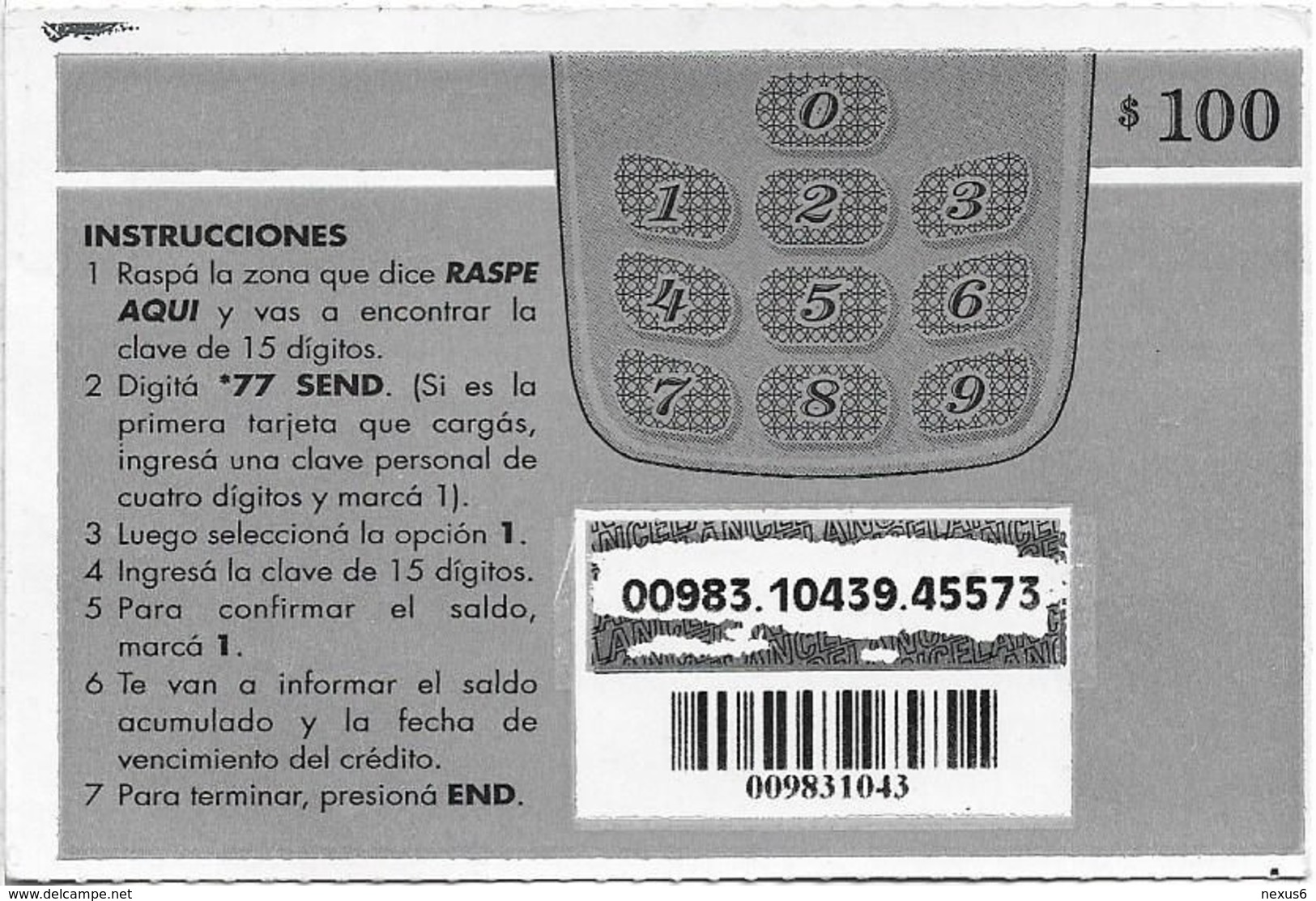 Uruguay - Ancel - 10o Aniversario!!!, (Big Size) GSM Refill 100$, Used - Uruguay