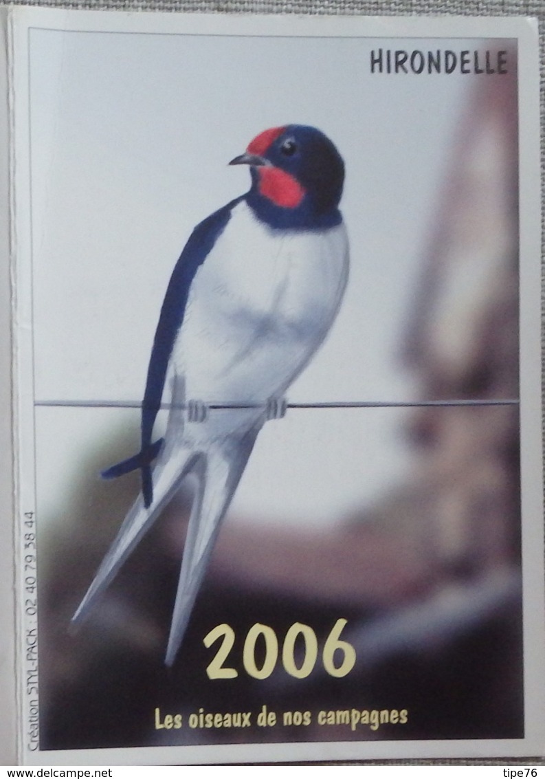 Petit Calendrier De Poche 2006 Oiseau Hirondelle  Pharmacie Smarves Vienne - Small : 2001-...