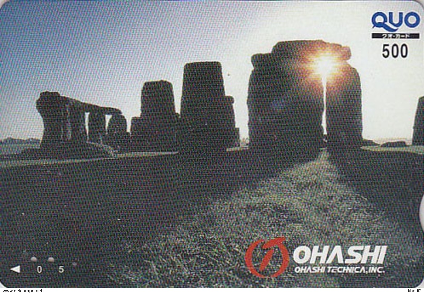 Carte Prépayée Japon - Archéologie Préhistoire Menhir - Site STONEHENGE England Rel. Japan Prepaid QUO Card  - 52 - Landschaften