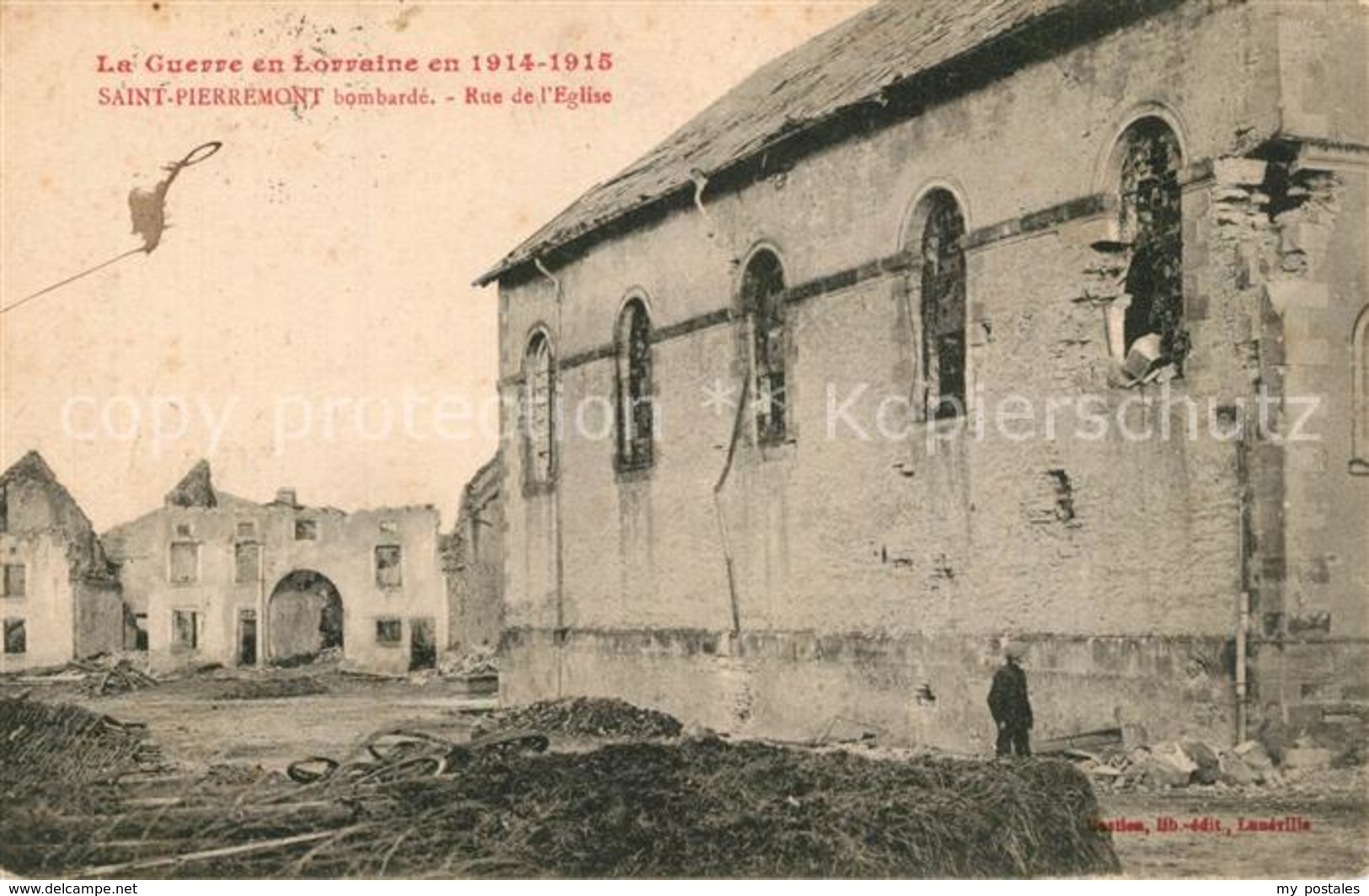 13555792 Saint-Pierremont_Ardennes Guerre 1914-15 Bombarde Rue De L'Eglise Saint - Other & Unclassified