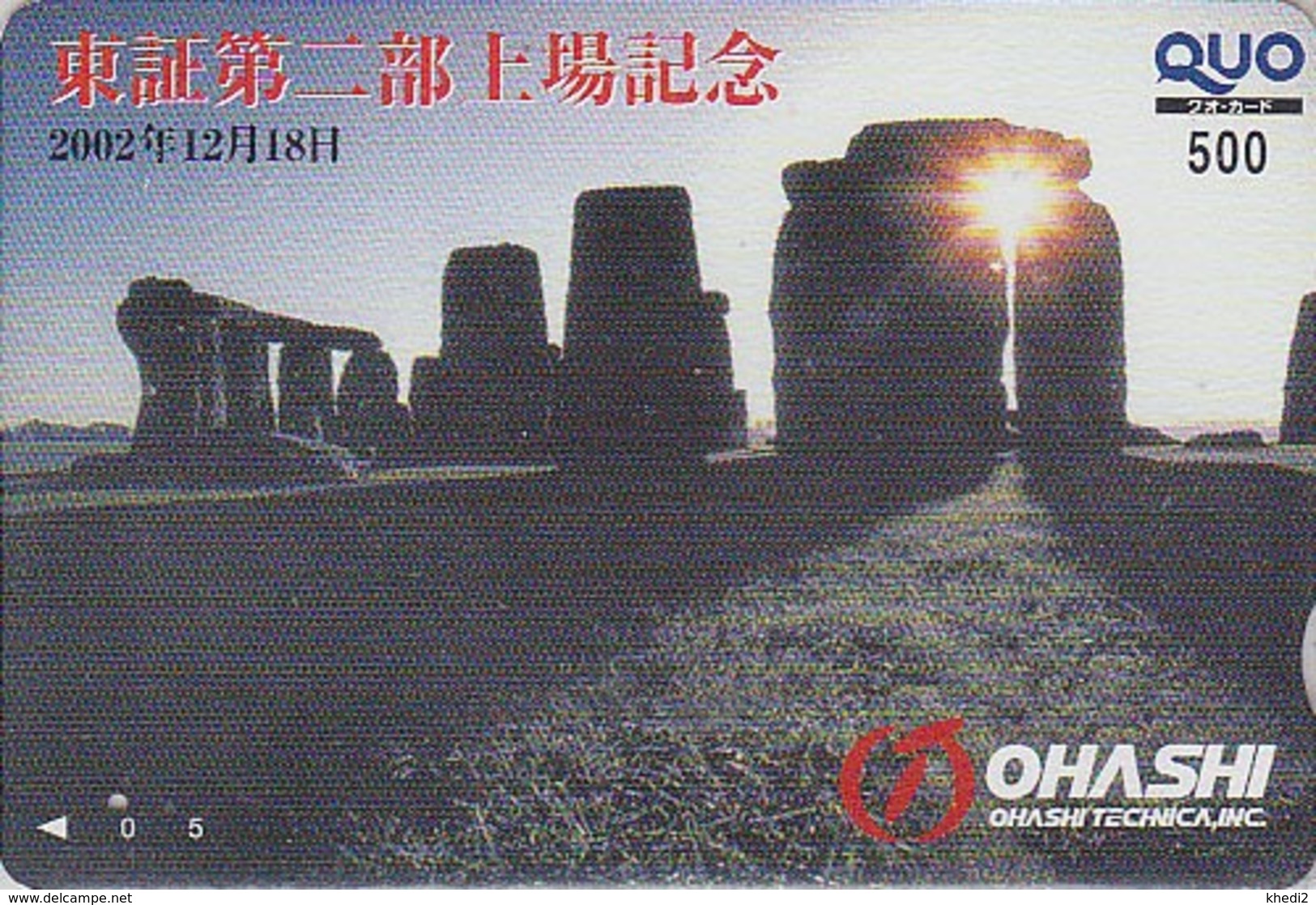 Carte Prépayée JAPON - Archéologie Préhistoire Menhir - Site STONEHENGE England Rel. JAPAN Prepaid QUO Card  - 44 - Landschaften