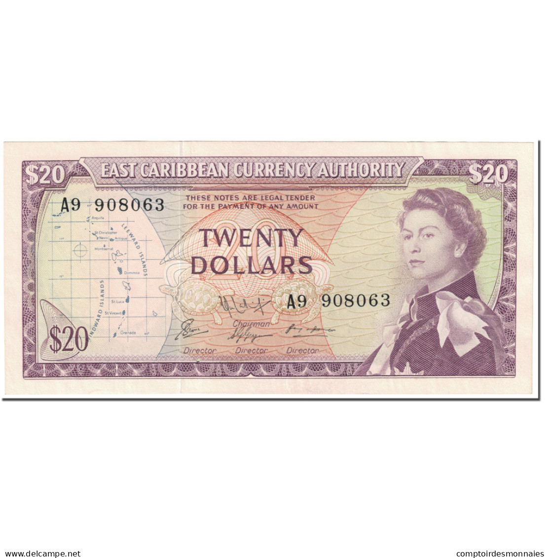 Billet, Etats Des Caraibes Orientales, 20 Dollars, 1965, Undated (1965), KM:15g - Oostelijke Caraïben