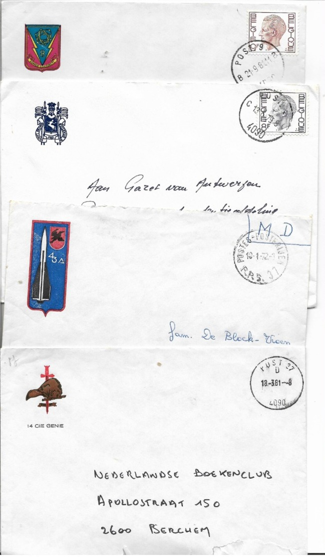 Cachet POST  4090  Sur 4 Lettres Illustrées   2  Timbres Elstrôem   +2 M.D.     Voir Scan - Army