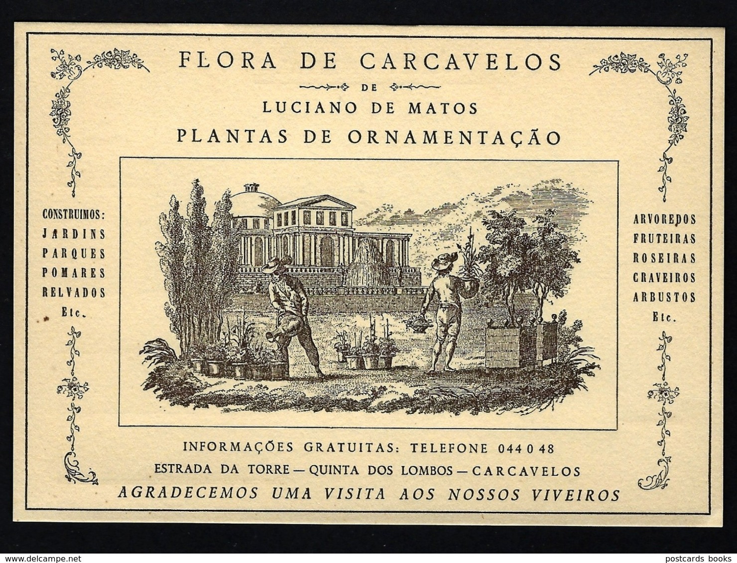 Postal Publicitario De 1958: FLORA De CARCAVELOS Quinta Dos Lombos / Estrada Da Torre (Cascais / Lisboa / Portugal) - Other & Unclassified