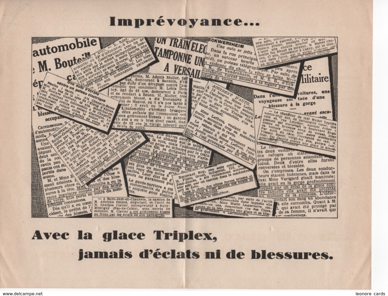 Vieux Papiers.Publicité.Dépliant.Triplex Sécurité Glace - Publicités