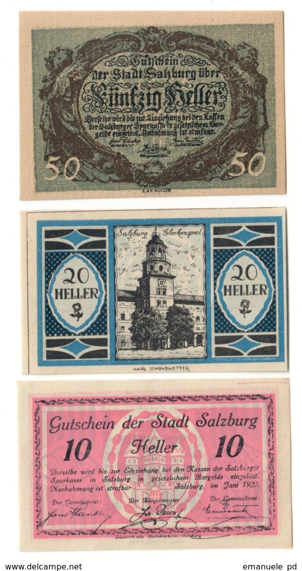 Austria Notgeld Lot / Set - SALZBURG STADT X 3 - Austria