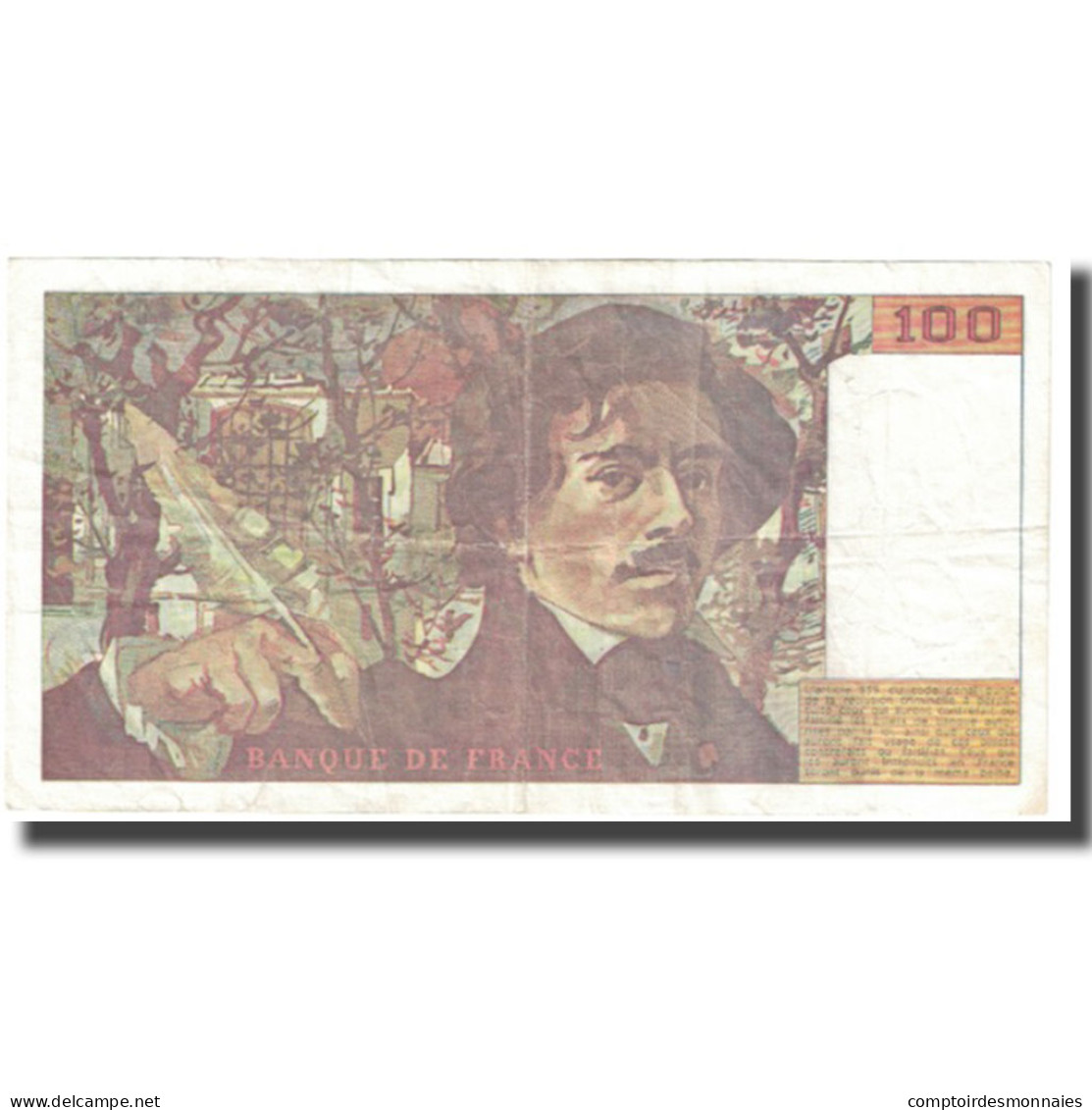 France, 100 Francs, Delacroix, 1990, P. A.Strohl-G.Bouchet-J.J.Tronche, TB - 100 F 1978-1995 ''Delacroix''