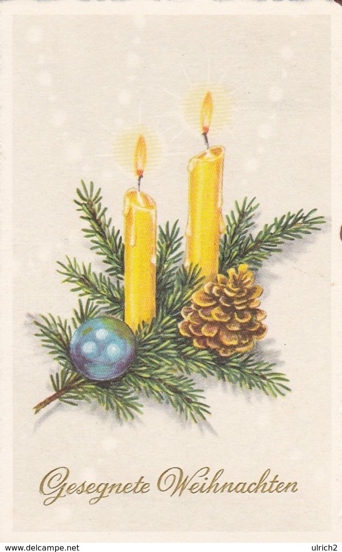 AK Gesegnete Weihnachten - Kerzen Tannenzapfen Tannenzweige  - Künstlerkarte - 1964  (44086) - Other & Unclassified