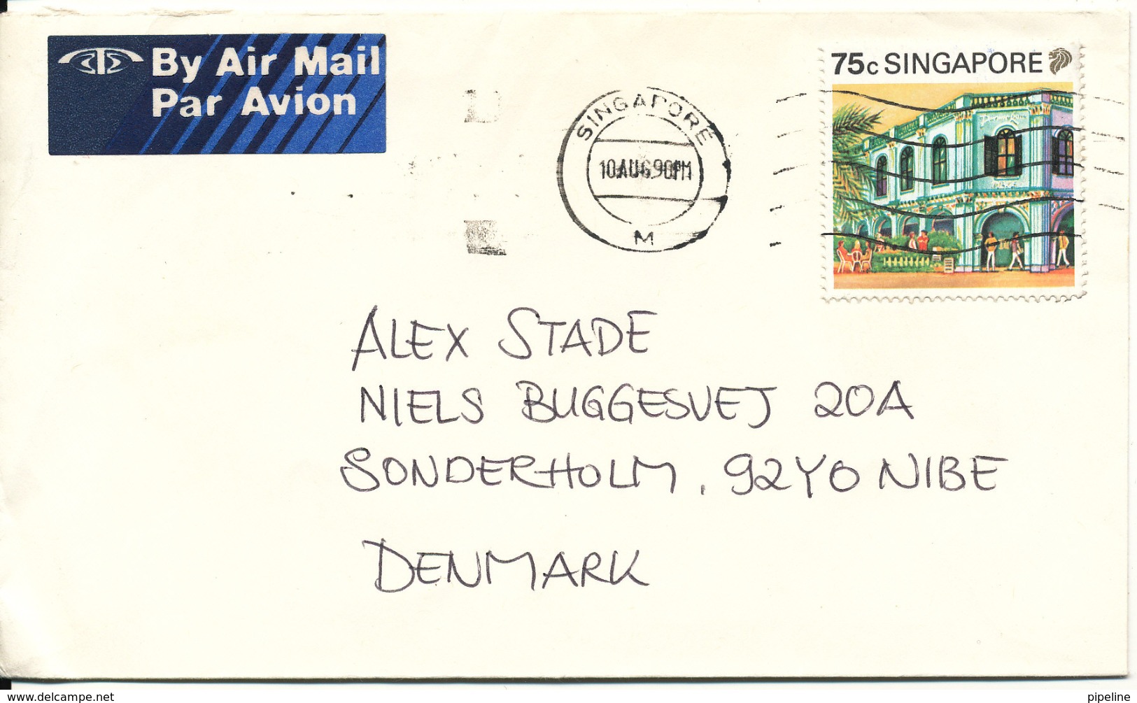 Singapore Air Mail Cover Sent To Denmark 10-8-1990 Single Franked - Singapore (1959-...)