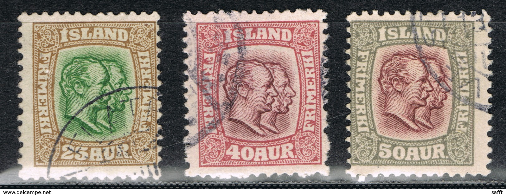 Island 57/59 Gestempelt - 25 Bis 50 Aurar Christian IX./Frederik VIII. 1907 - Gebraucht