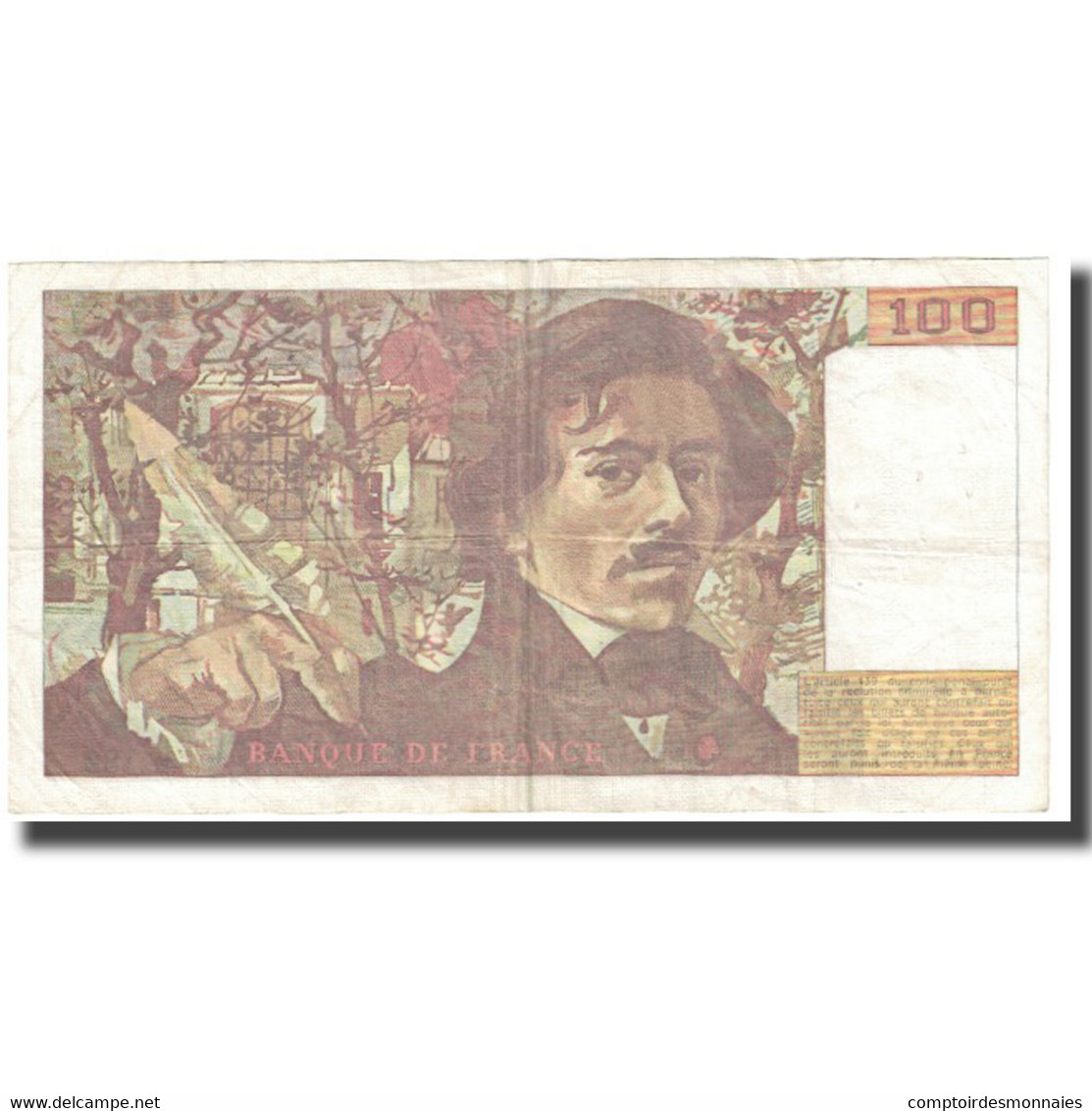 France, 100 Francs, Delacroix, 1991, P. A.Strohl-G.Bouchet-J.J.Tronche, TB - 100 F 1978-1995 ''Delacroix''