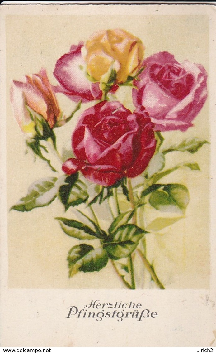 AK Pfingstgrüße - Rote Und Gelbe Rosen  - Künstlerkarte - 1961  (44089) - Pentecôte