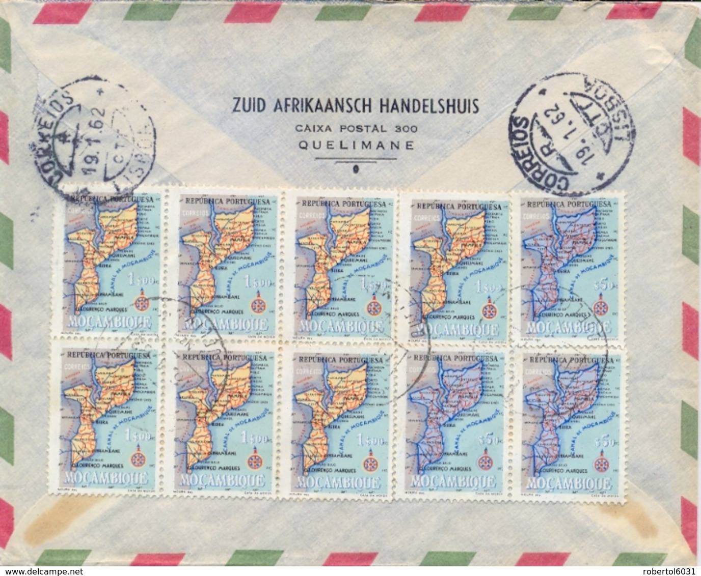 Mozambique 1962 Registered Airmail Cover From Quelimane To Portugal With Maps 7 X 1 $ + 3 X 5 $ - Geografia