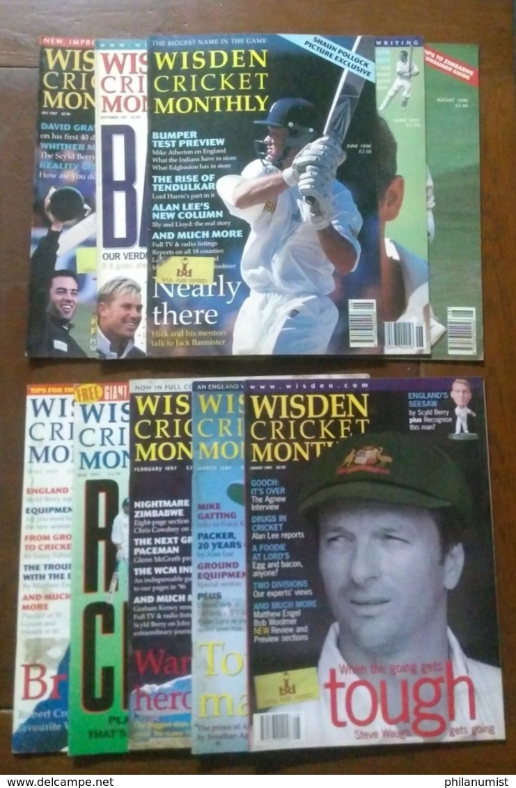 10 WISDEN CRICKET MONTHLY MAGAZINE LOT 1990's LOOK !! - 1950-Hoy