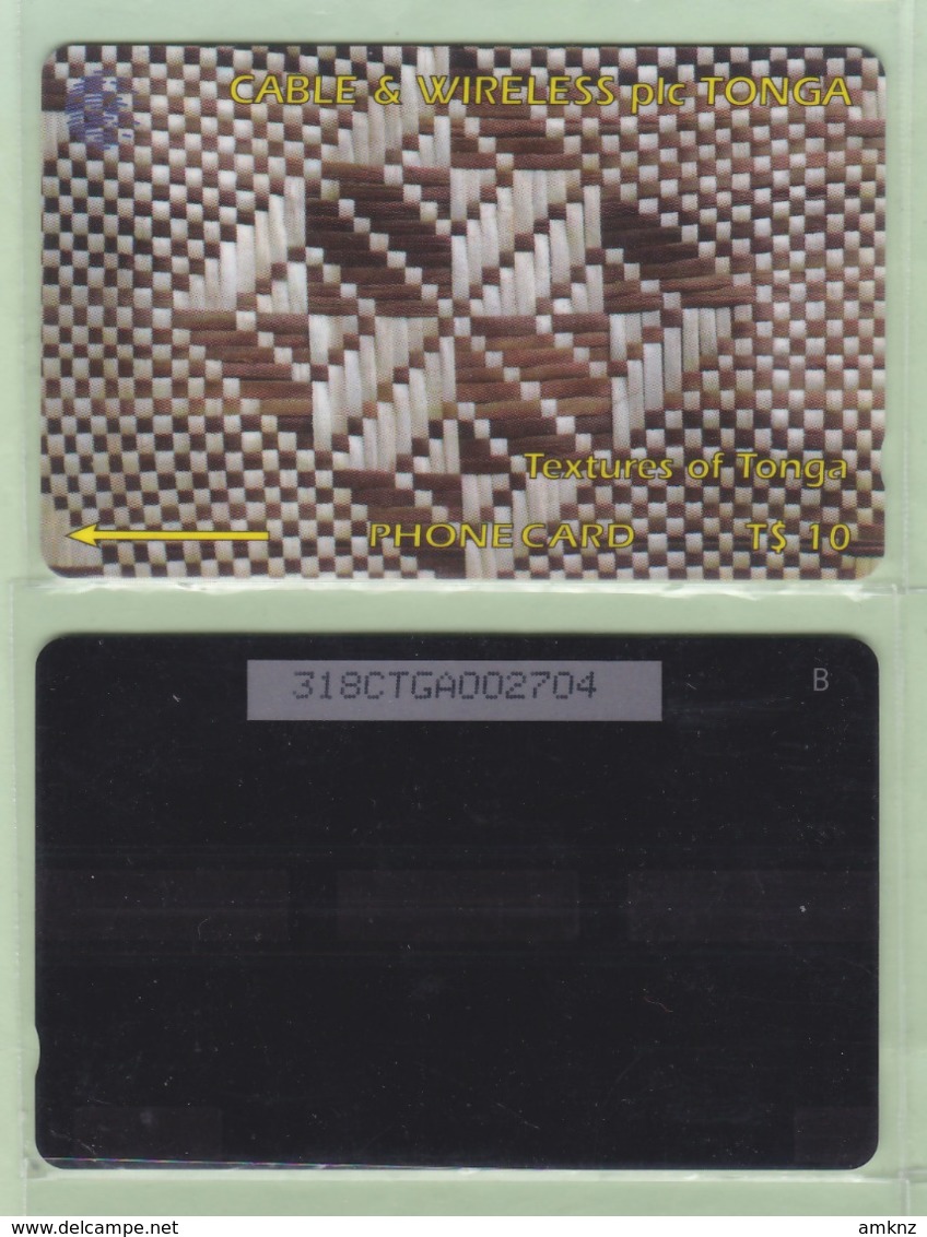 Tonga - 1995 Second Issue - Textures - $10 White & Brown  - TON-5f - "318CTGB" - VFU - Tonga