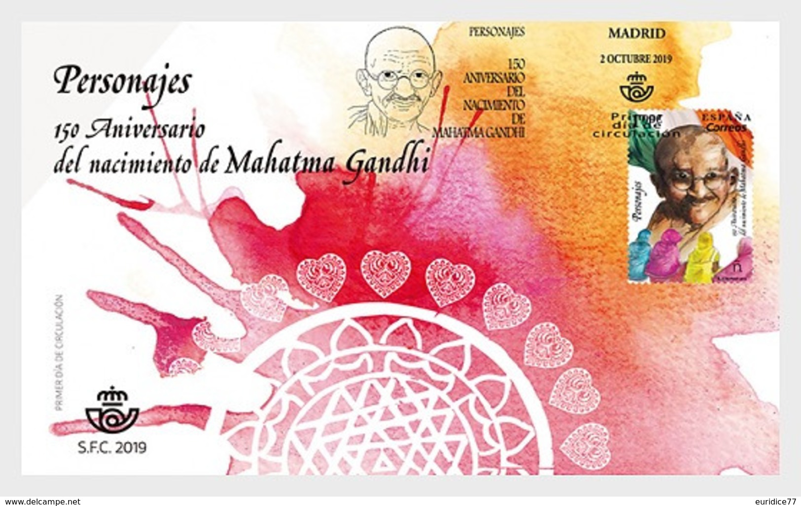 Spain 2019 -  150 Anniversary Birth Of Mahatma Gandhi FDC - Nuevos