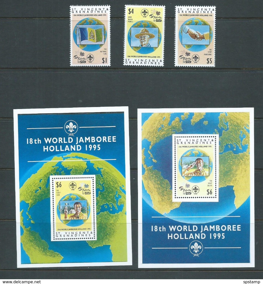 St Vincent & Grenadines 1995 Boy Scout Jamboree Set 3 & 2 Miniature Sheets MNH - St.Vincent & Grenadines