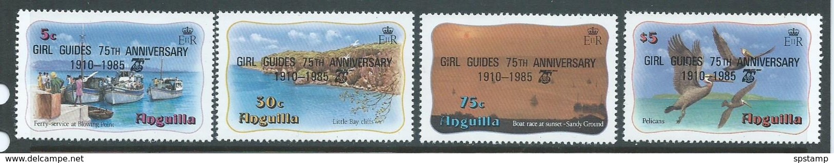 Anguilla 1985 Girl Guide Anniversary Overprint Set 4 MNH - Anguilla (1968-...)