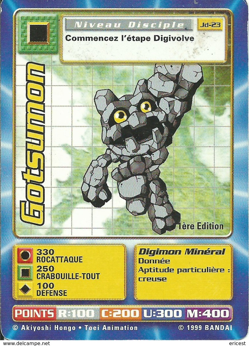 B - CARTE DIGIMON GOTSUMON 1ERE EDITION JD-23 FR ETAT COURANT - Autres & Non Classés