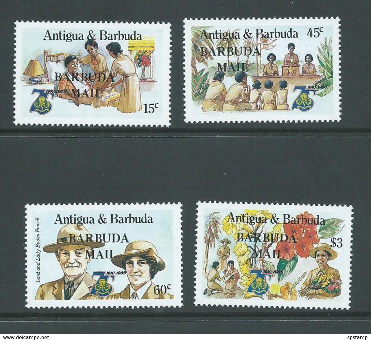 Barbuda 1986 Overprint On Girl Guide Set Of 4 MNH - Antigua And Barbuda (1981-...)