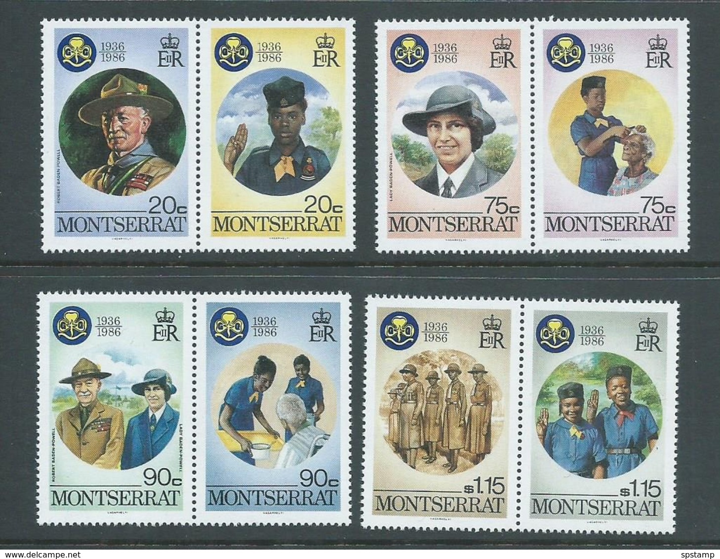 Montserrat 1986 Girl Guide Anniversary Set Of 4 Pairs MNH - Montserrat