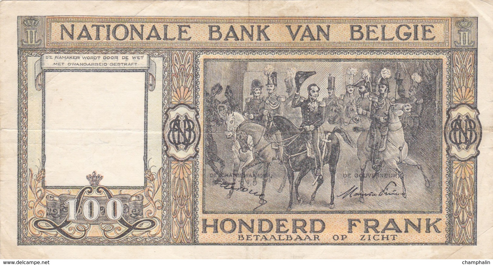 Belgique - Billet De 100 Francs - Léopold Ier - 27 Juillet 1950 - P126 - 100 Frank