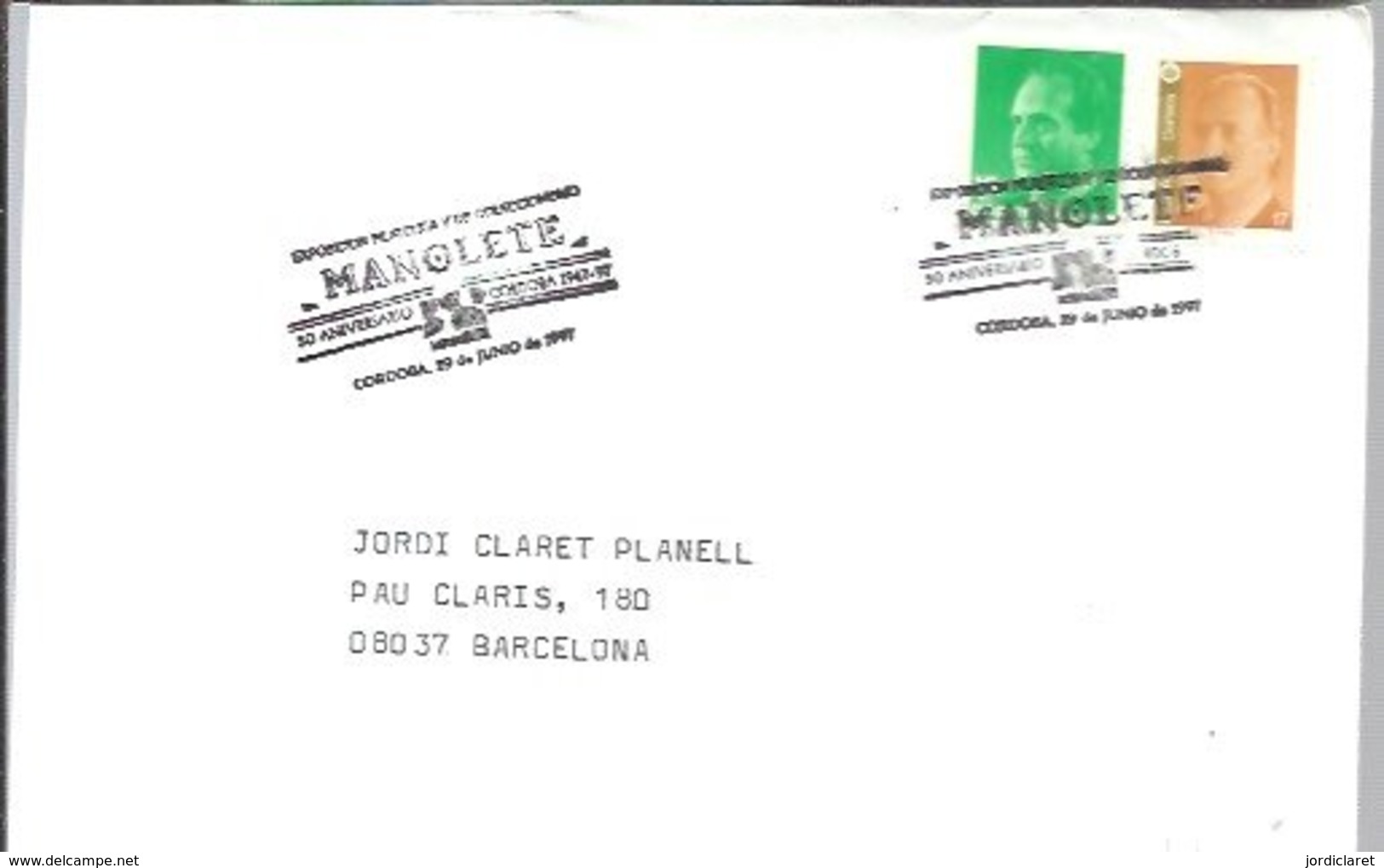 MATASELLOS    1997  CORDOBA  TEMA TAUROMAQUIA  MANOLETE - Cartas & Documentos