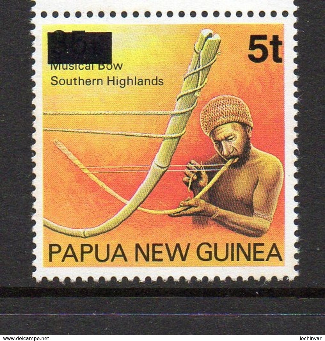 PAPUA NEW GUINEA, 1994 5t ON 35t OVERPRINT MUSICAL BOW MNH - Papua New Guinea
