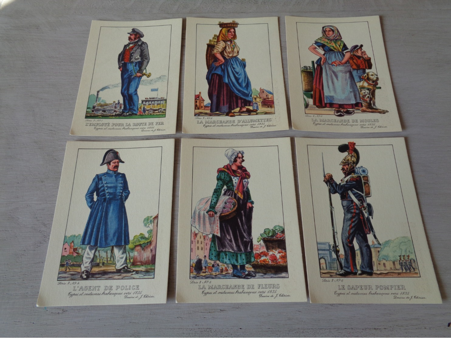 Beau Lot 24 Cartes Postales De Types Et Costumes Brabançons Vers 1835 - Illustrateur J. Thiriar - 4 Series De 6 C. P. - 5 - 99 Cartes