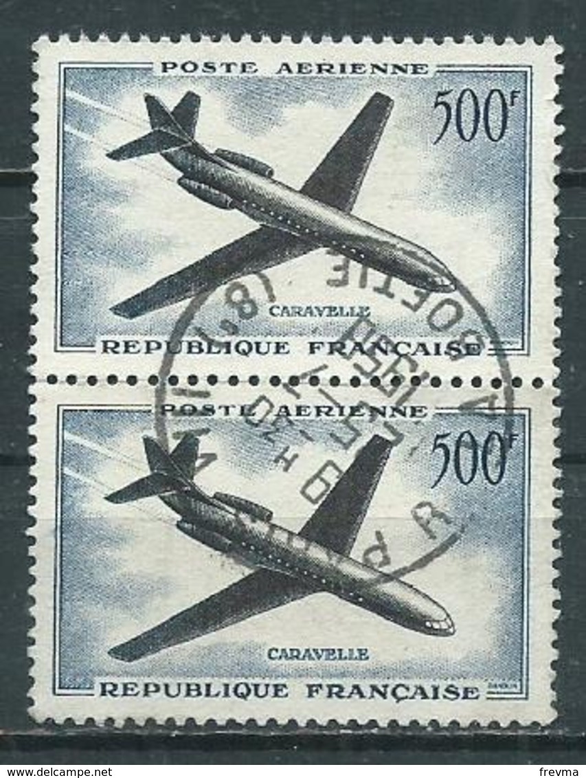 Timbre France Poste Aerienne 1957-59 Yvt 36 Obliteration Paris La Boetie - 1927-1959 Gebraucht