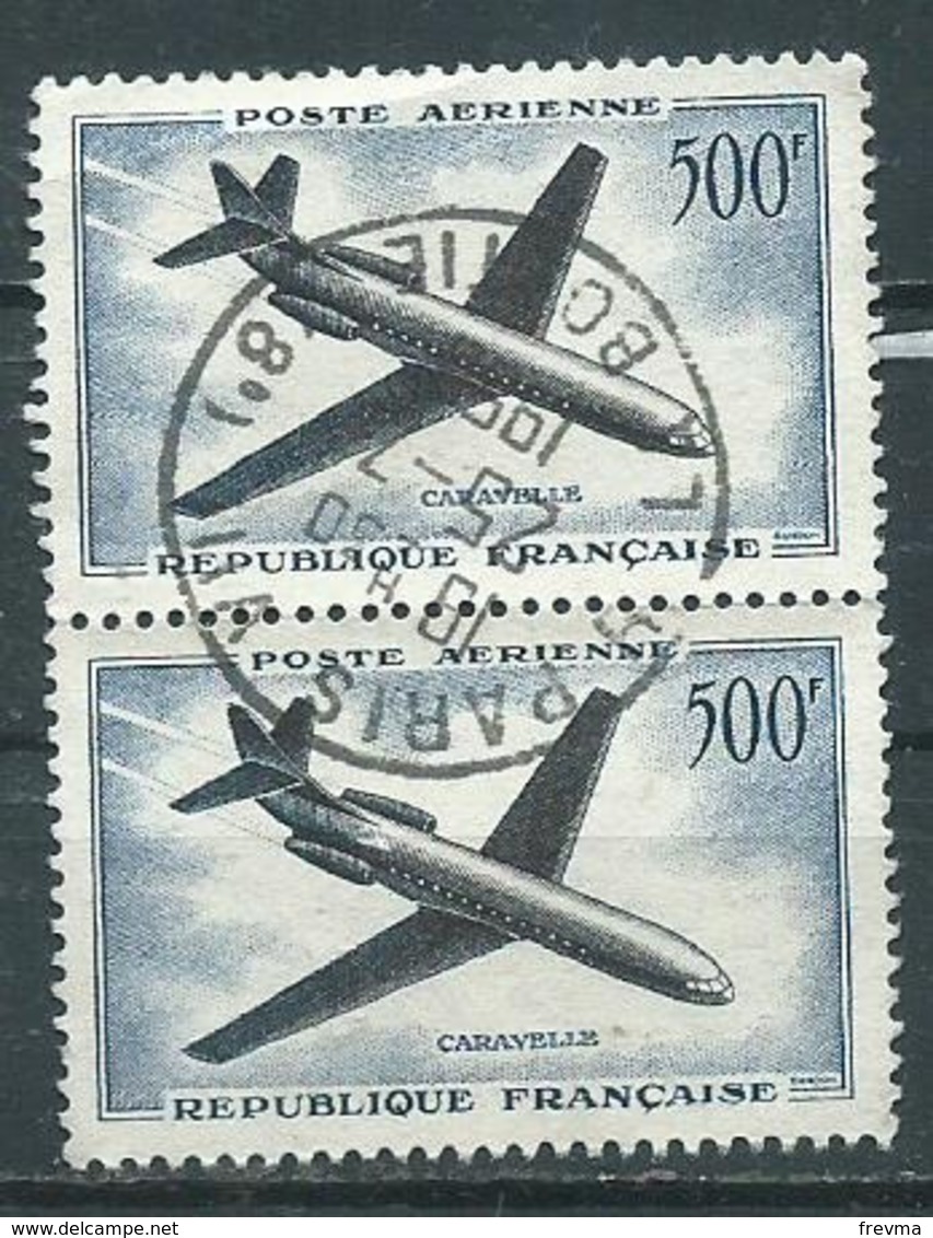 Timbre France Poste Aerienne 1957-59 Yvt 36 Obliteration Paris La Boetie - 1927-1959 Gebraucht