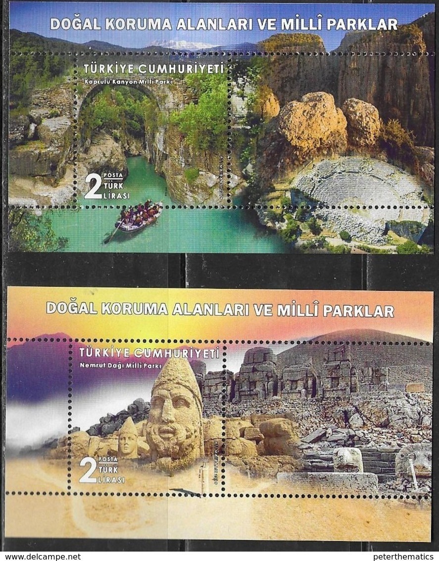 TURKEY, 2019, MNH, NATIONAL PARKS, MOUNTAINS, THEATRES, ANCIENT RUINS, BRIDGES, RAFTING, 2 S/SHEETS - Other & Unclassified