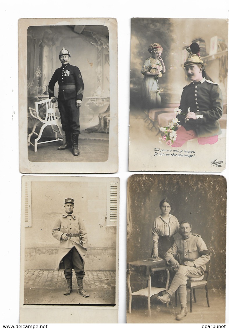 Cartes Postales Anciennes Militaires  4 Cartes - Personnages