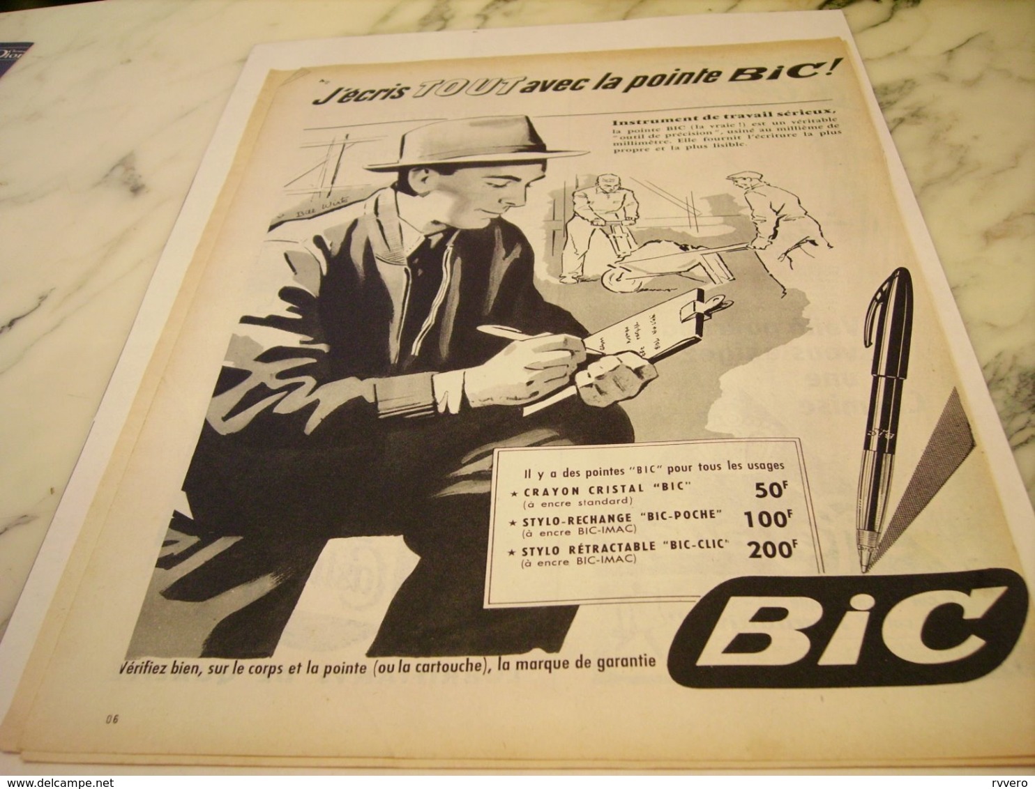 ANCIENNE PUBLICITE J AI TOUT ECRIT AVEC STYLO  BIC 1955 - Other & Unclassified