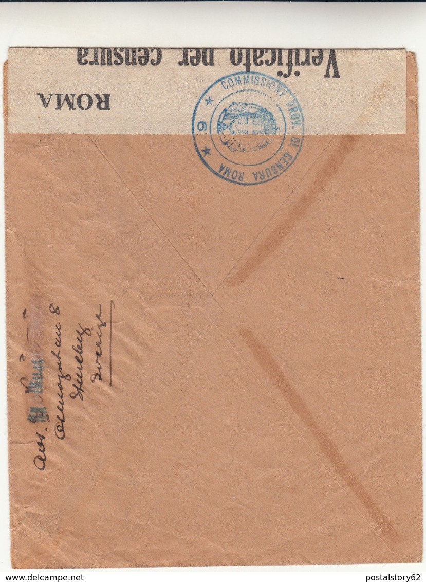 Svezia  Cover Per Genova Vari Timbri Di Censura - 1920-1936 Franqueo I