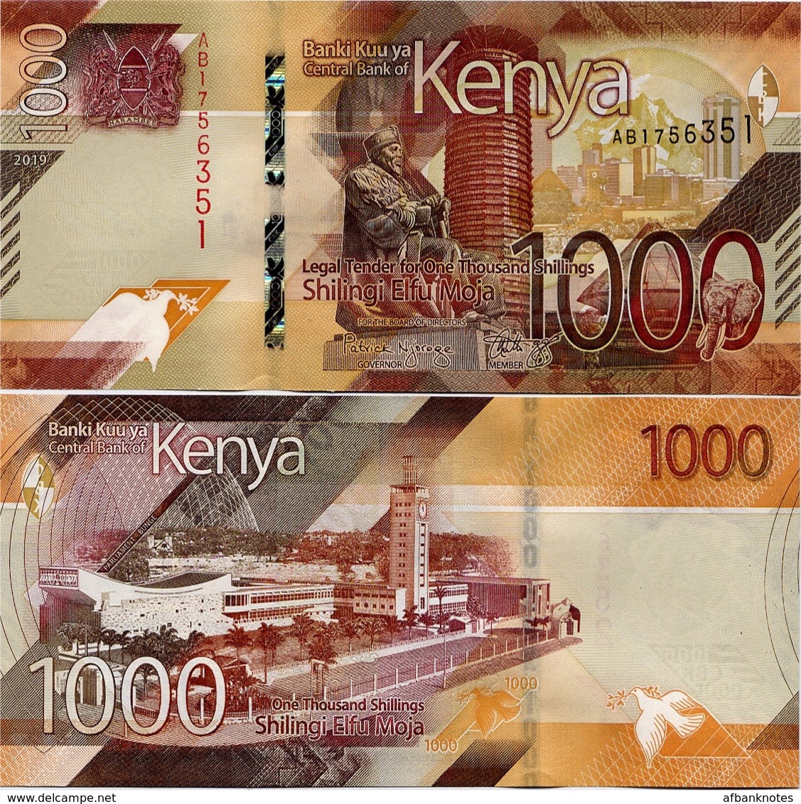 KENYA       1000 Shilingi       P-New       2019       UNC - Kenia