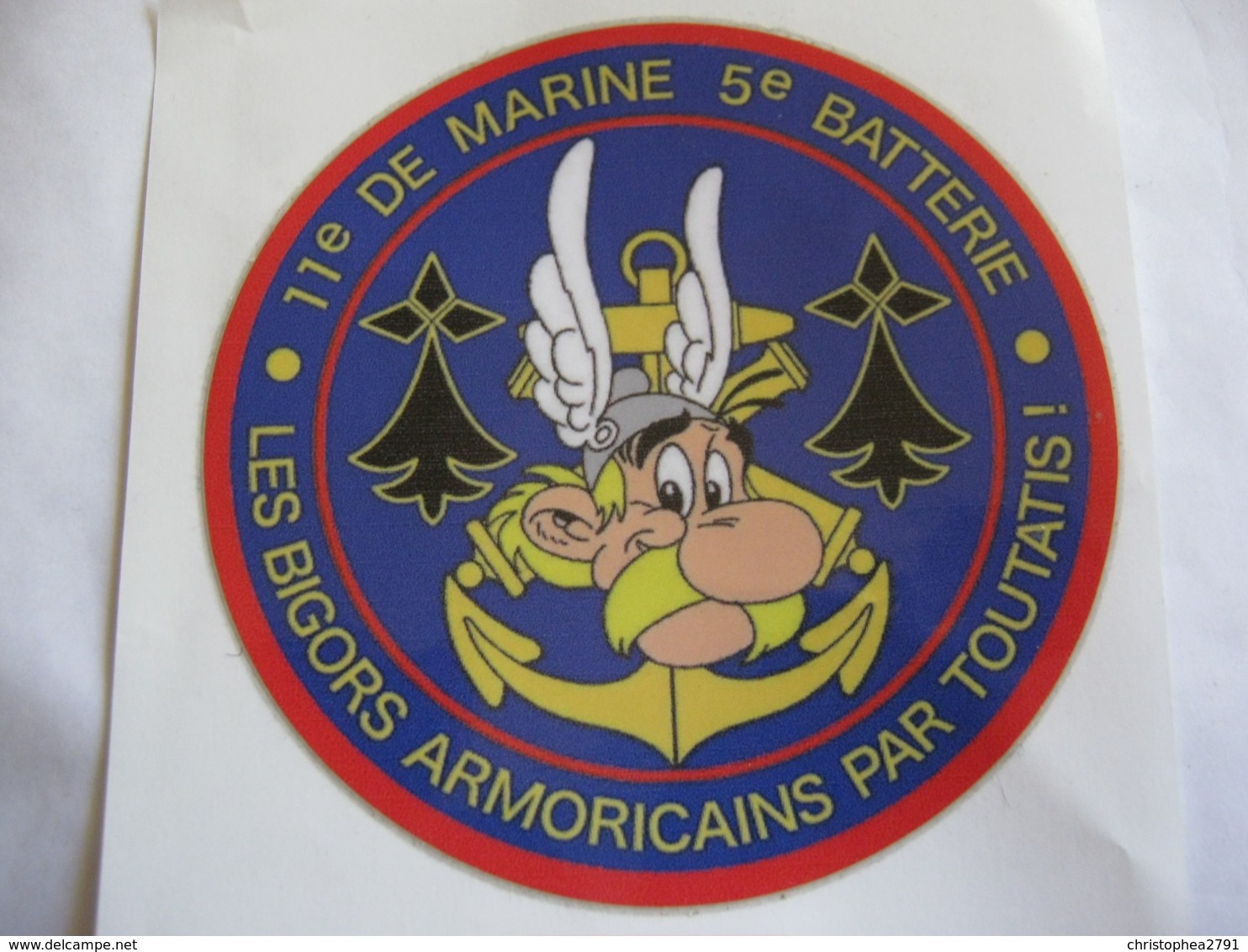 RARE AUTOCOLLANT DES TROUPES DE MARINE LE 11° RIMa LA 5° BATTERIE (ASTERIX) ETAT EXCELLENT - Army