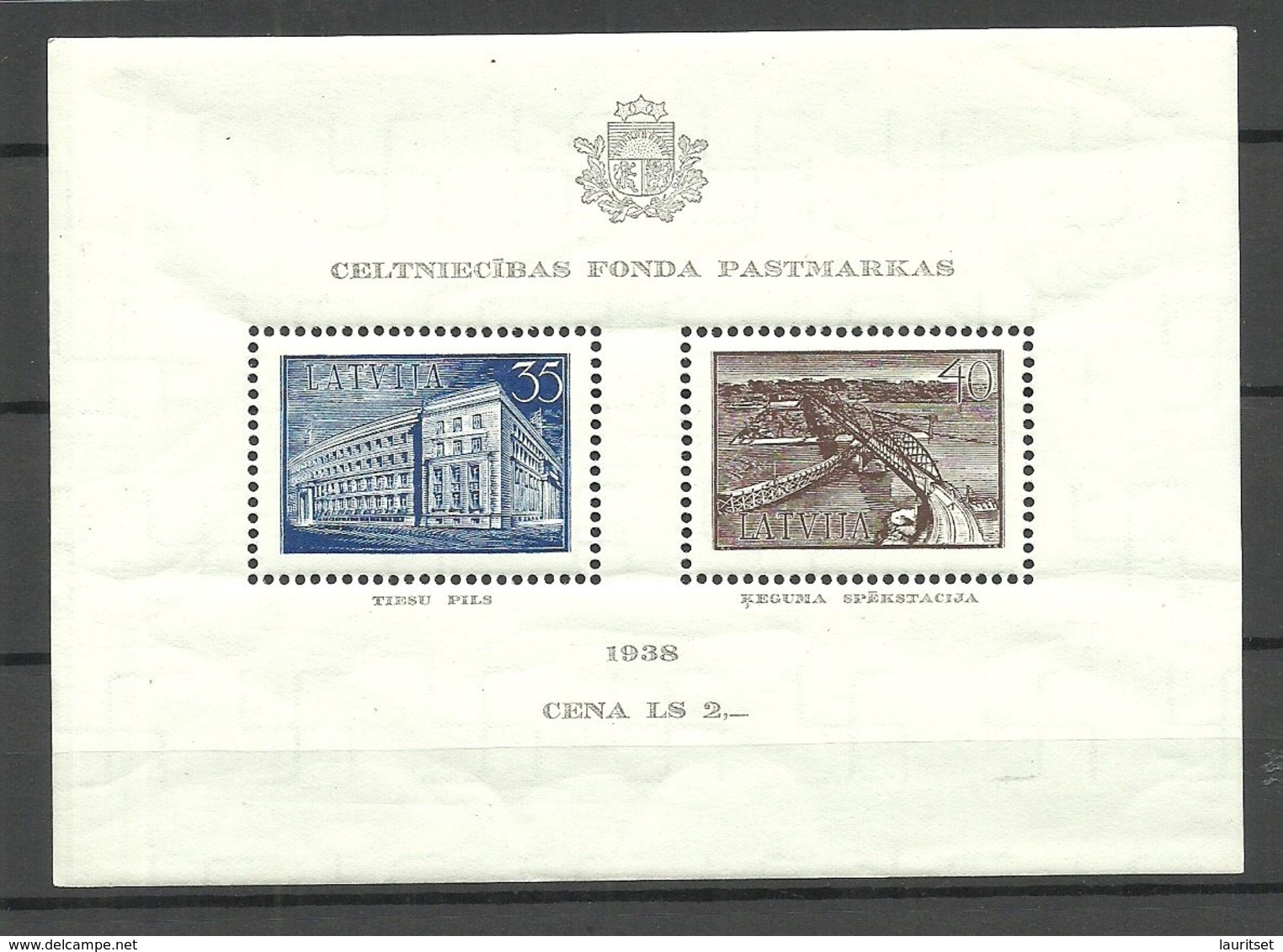 Lettland Latvia 1938 Michel Block 1 MNH - Letland