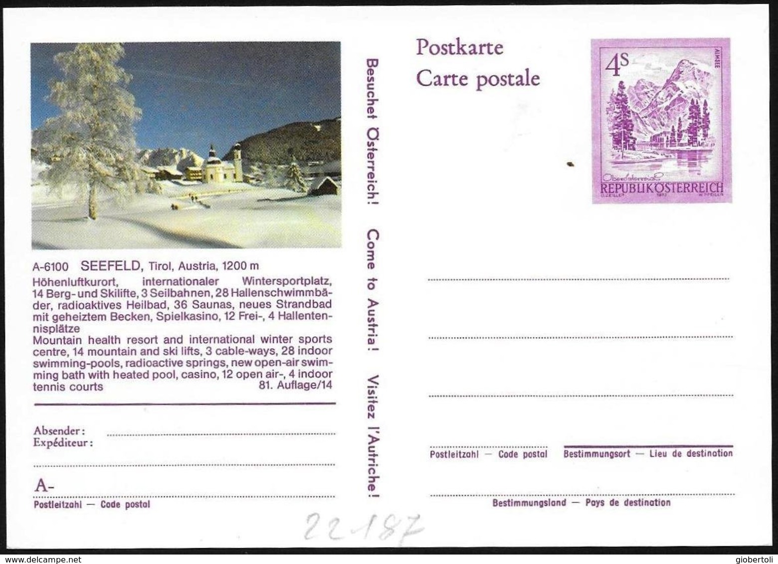 Austria/Autriche: Intero Stationery, Entier, Località Sciistica, Ski Resort, Station De Ski - Sci