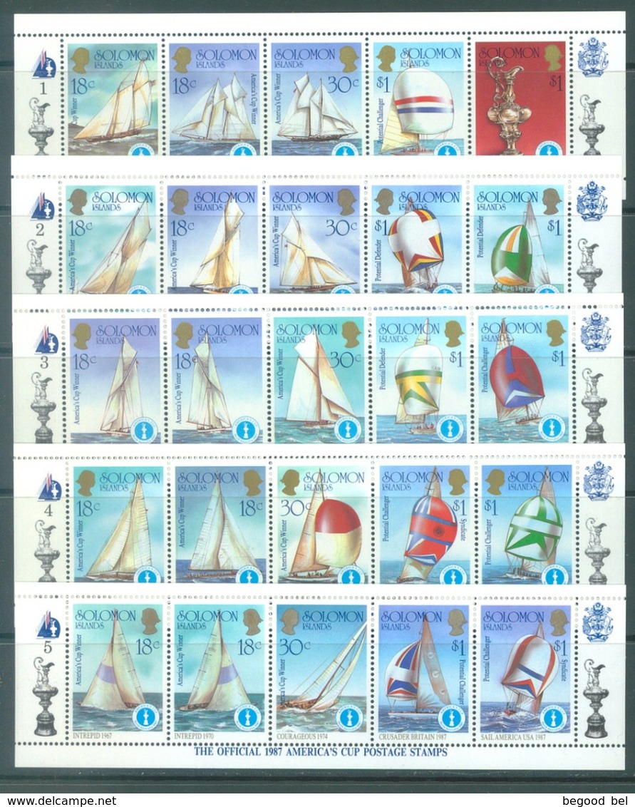 SOLOMON ISLANDS - MNH/** - 1987 - AMERICA'S CUP WINNERS COMPLETE SET 50 STAMPS - Yv 554-603  - Lot 20403 - Salomoninseln (Salomonen 1978-...)