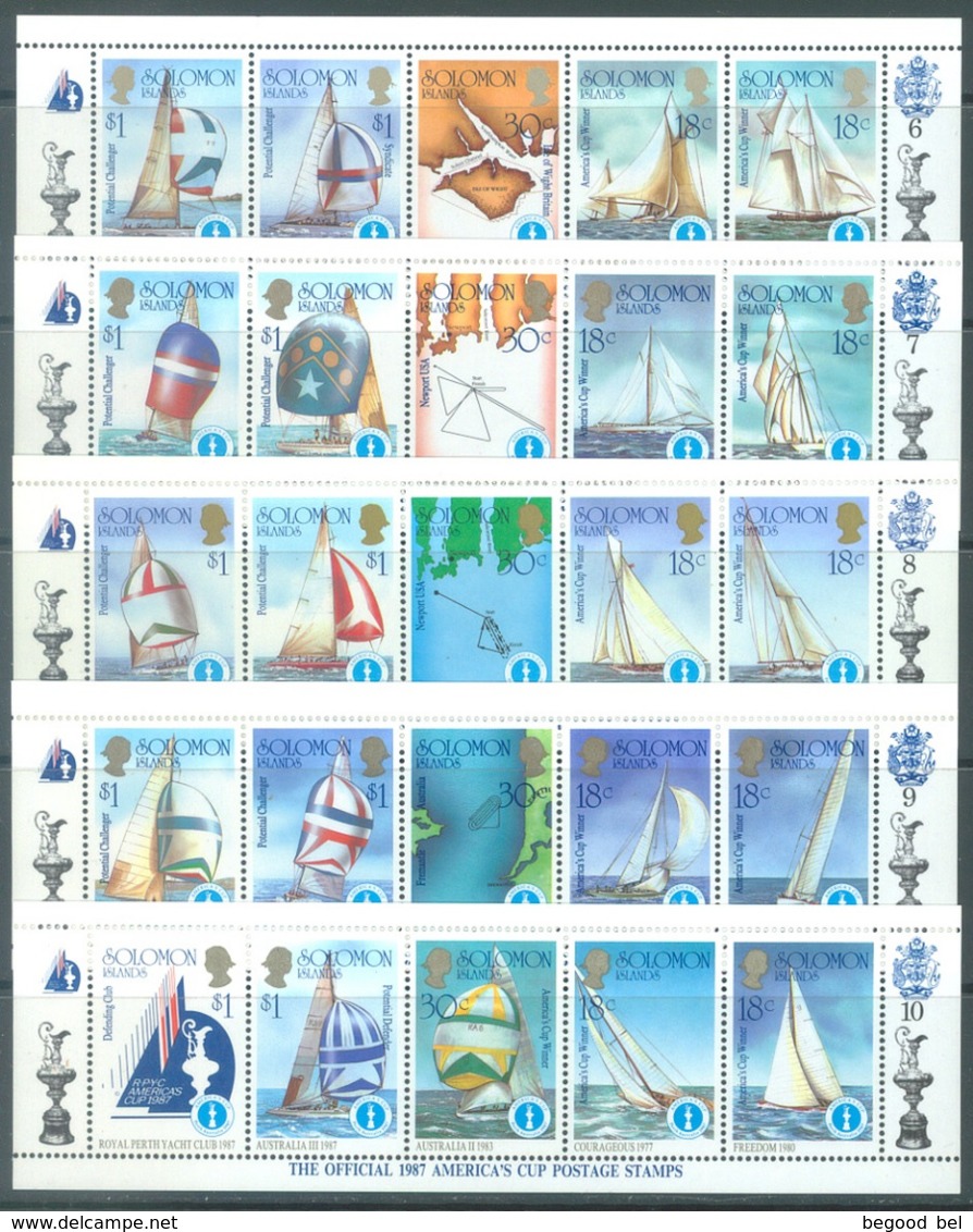 SOLOMON ISLANDS - MNH/** - 1987 - AMERICA'S CUP WINNERS COMPLETE SET 50 STAMPS - Yv 554-603  - Lot 20403 - Salomon (Iles 1978-...)